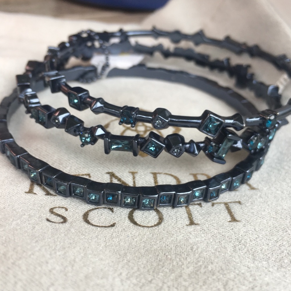 Kendra Scott Blue Black Beaded Stackable Bracelets - image 4